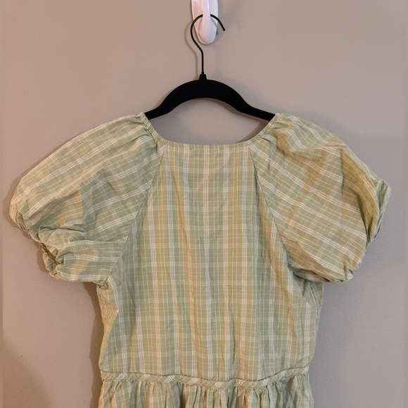 Madewell Plaid Tie-Waist Midi Dress Gingham in Green size XXS - Picture 4 of 8